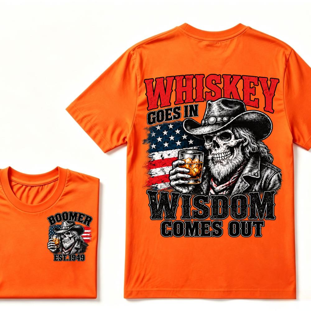 EST.Year Whiskey Goes In Wisdom Comes Out Western Whiskey Graphic Tee