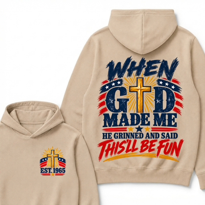 Custom Year Faith Cross Hoodie | Double Sided When God Made Me Graphic Hoodie