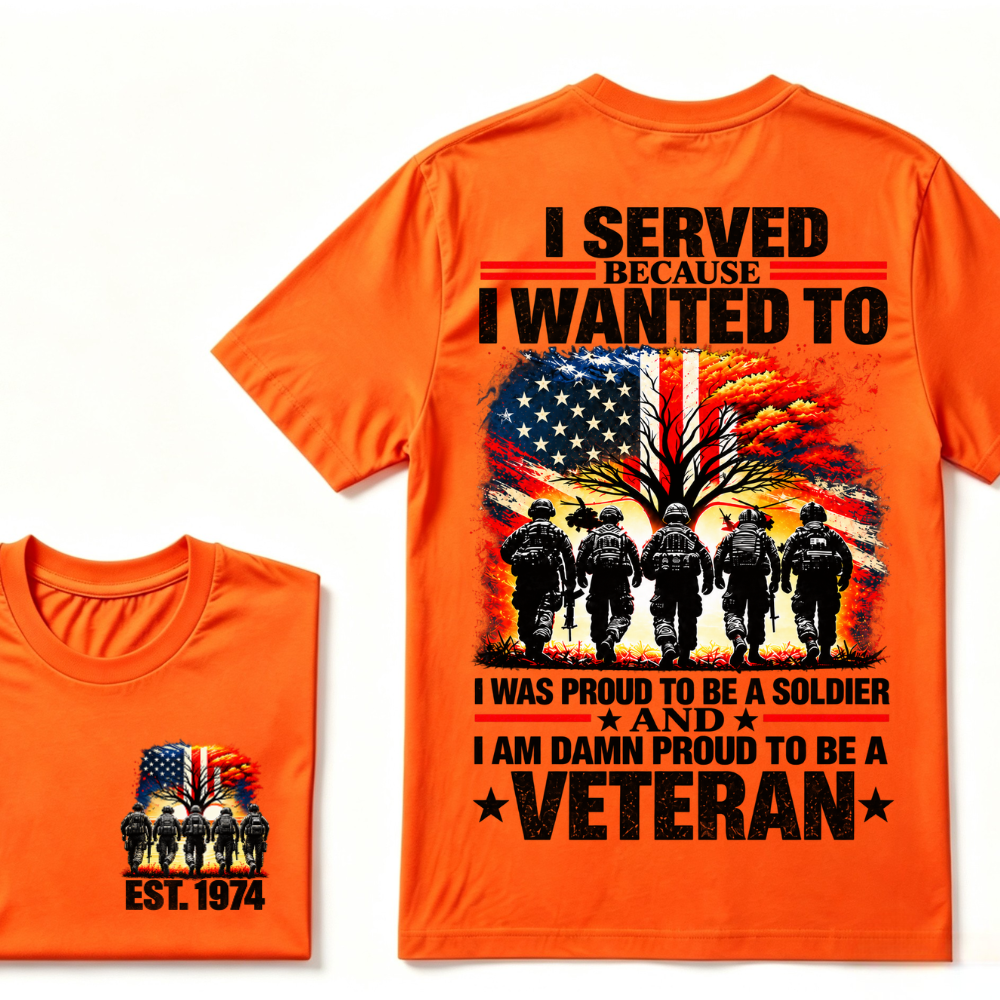 I Served Because I Wanted To I Was Proud To Be A Soldier And I Am Damn Proud To Be A Veteran American Flag Soldier EST.Year T-Shirt