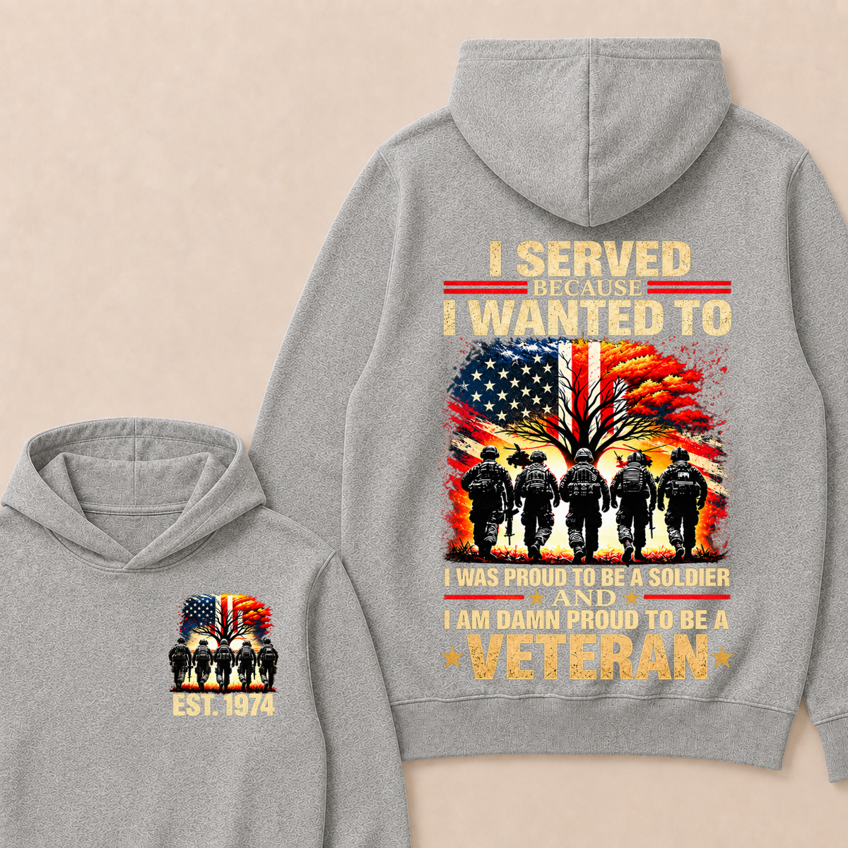 I Served Because I Wanted To  I Was Proud To Be A Soldier  And  I Am Damn Proud To Be A Veteran  Est. Year Hoodie