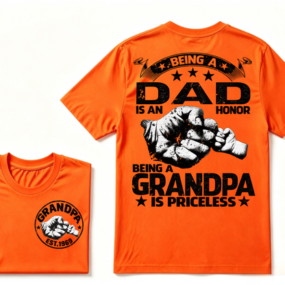 Being A Dad Is An Honor Being A Grandpa Is Priceless EST.Year Graphic T-Shirt