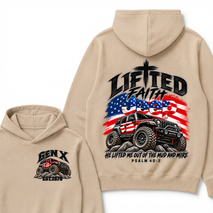 Custom Year Lifted Faith Jeep He Lifted Me Out Of The Mud And Mire Psalm 40:2 Hooodie