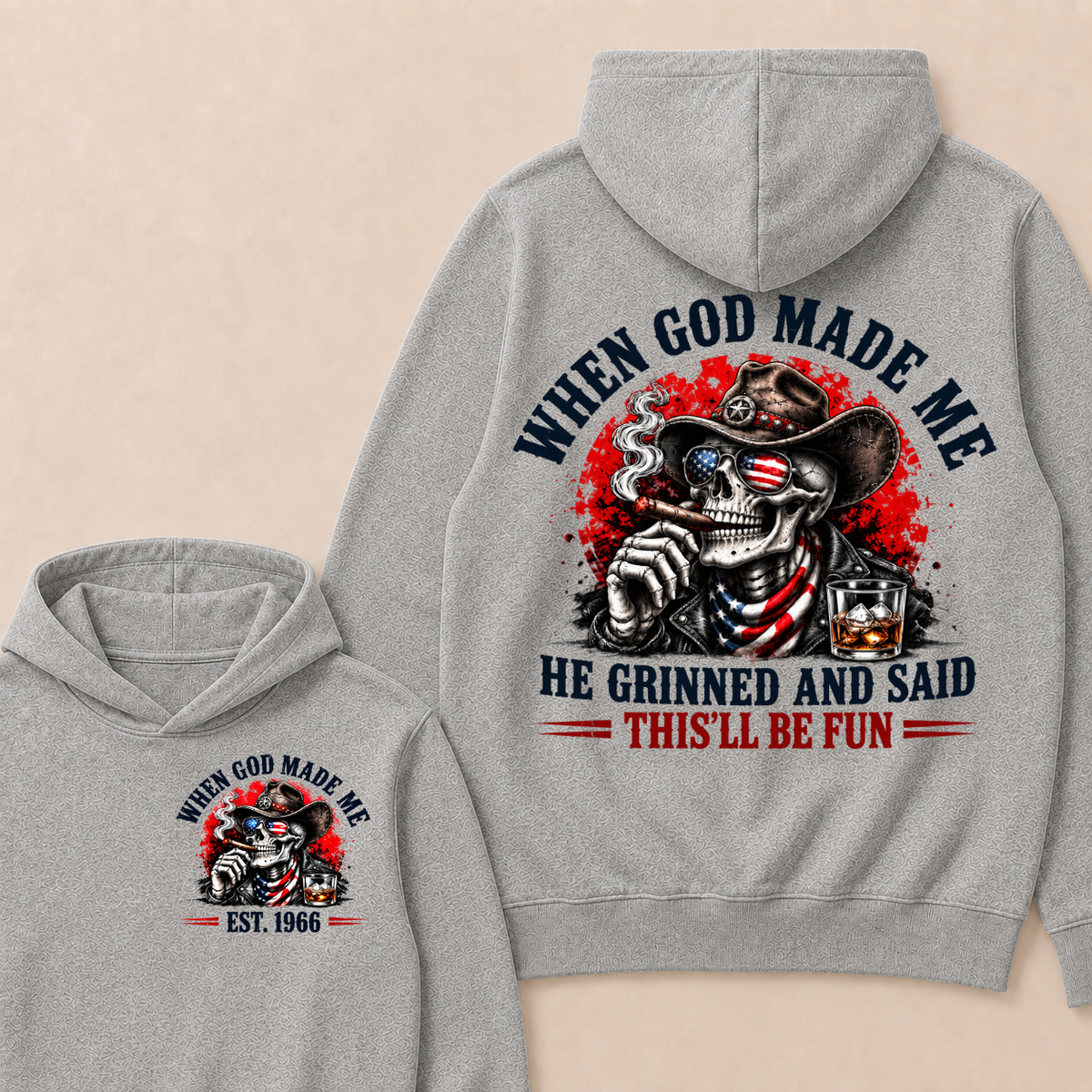 When God Made Me  He Grinned And Said  This'll Be Fun  Est. Year Hoodie
