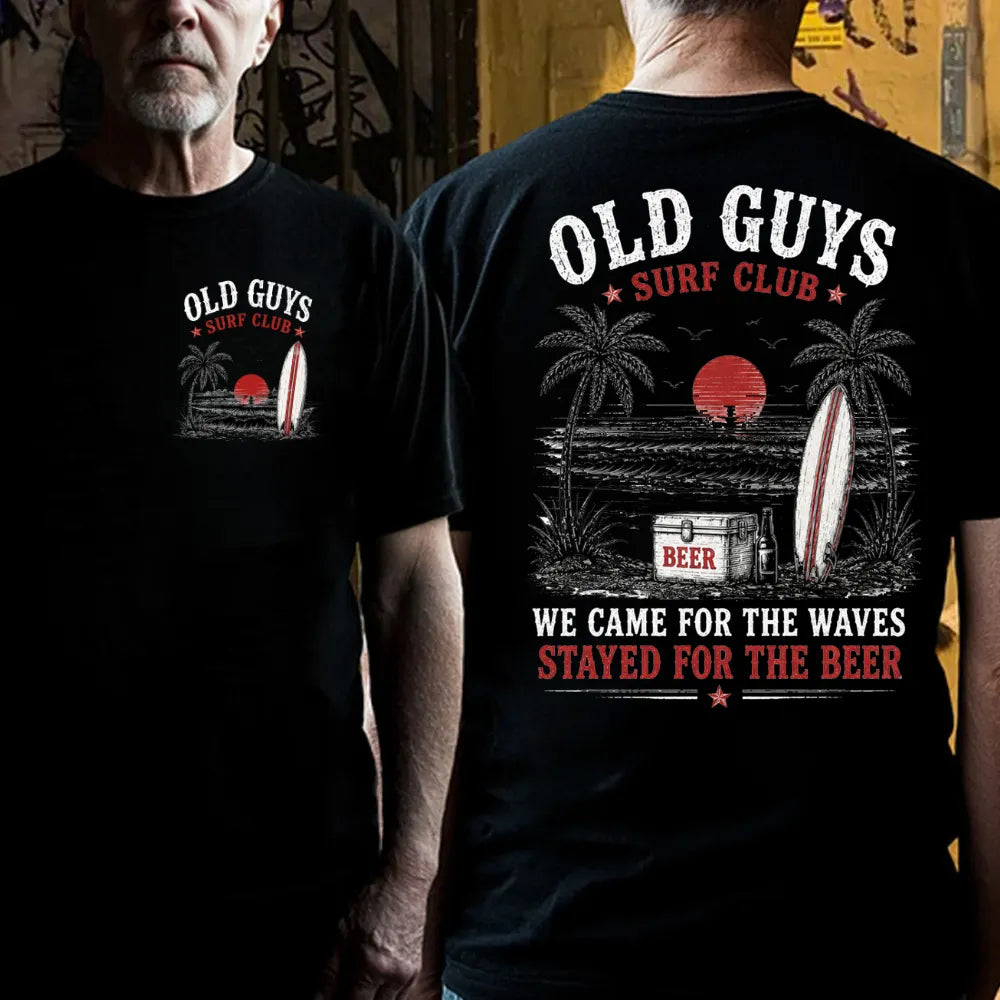 🍻 "Old Guys Surf Club" Vintage Beach Beer Casual Graphic T-Shirt