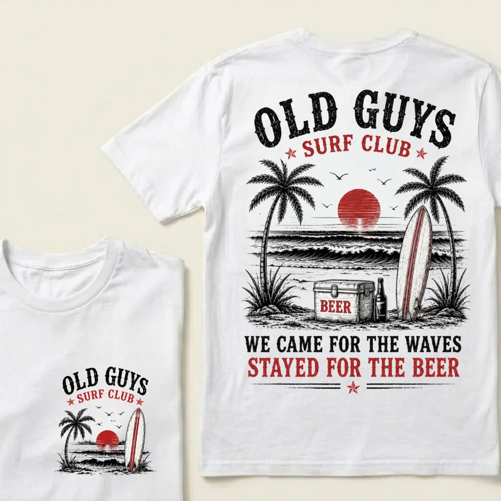 🍻 "Old Guys Surf Club" Vintage Beach Beer Casual Graphic T-Shirt
