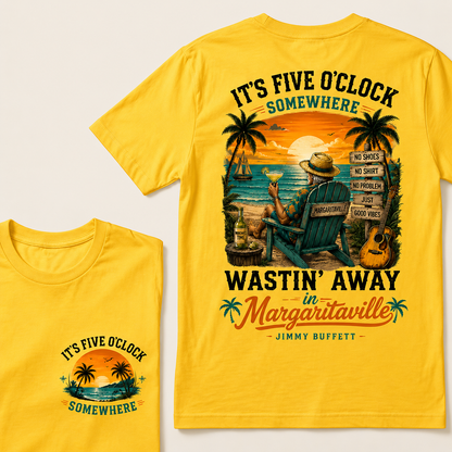 It's Five O'Clock Somewhere Wastin' Away in Margaritaville Vintage Beach Sunset T-Shirt T-shirt