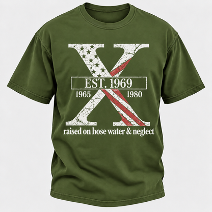Custom GEN X Year Raised On Hose Water And Neglect USA FLAG T-Shirts