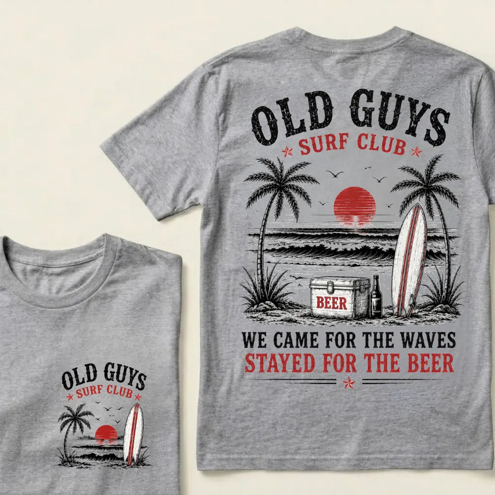 🍻 "Old Guys Surf Club" Vintage Beach Beer Casual Graphic T-Shirt