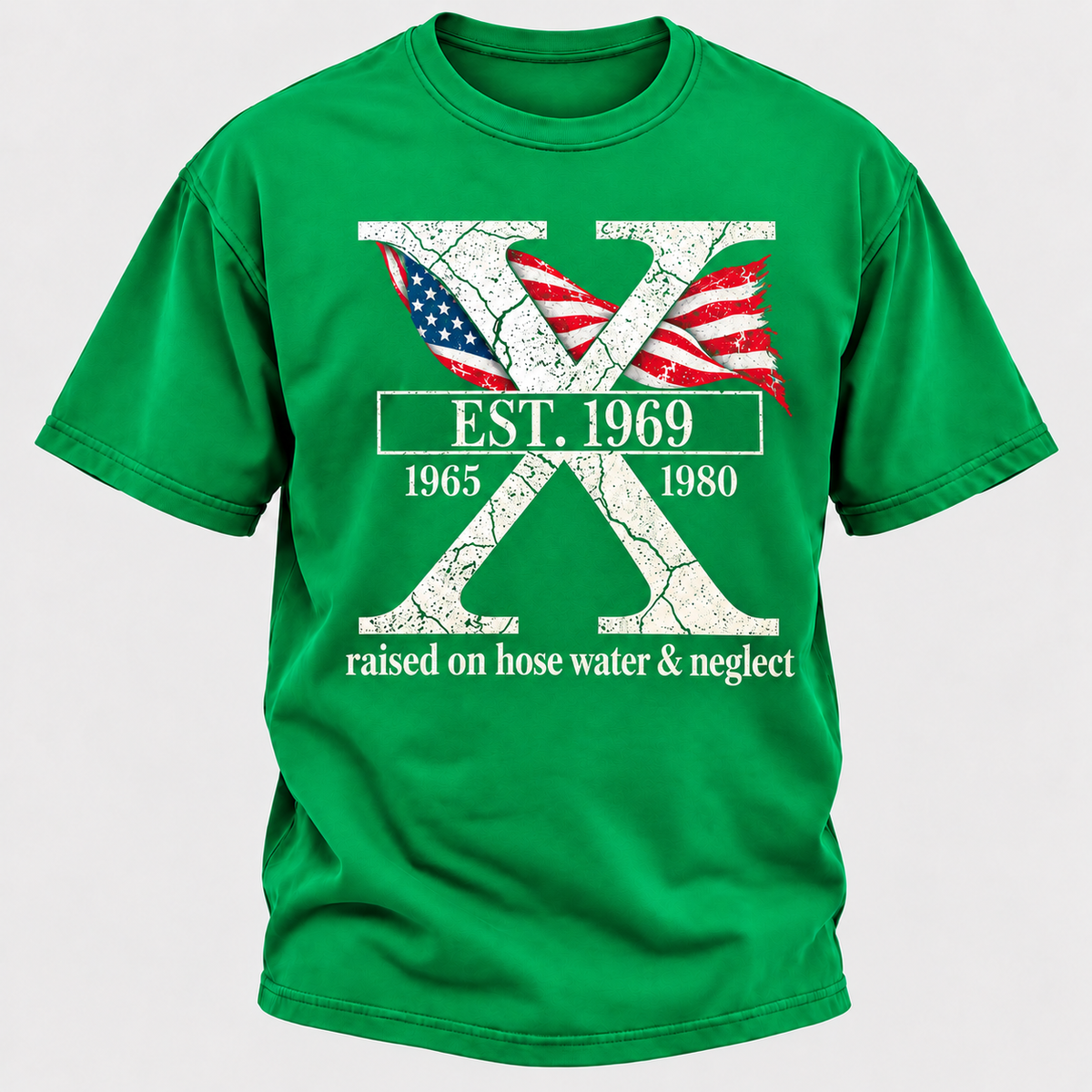 Custom GEN X Year Raised On Hose Water And Neglect USA FLAG T-Shirts