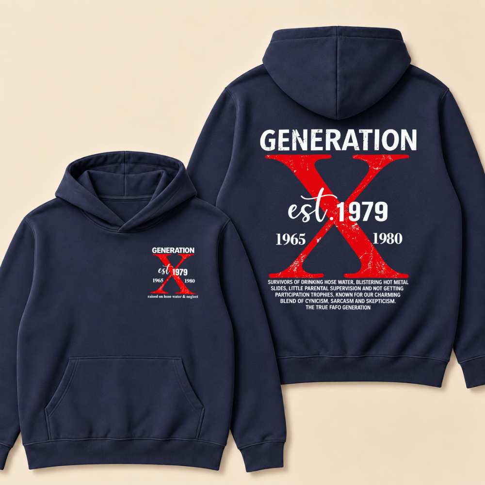 CUSTOM GENERATION X EST. Year – Vintage Distressed Retro Hoodie